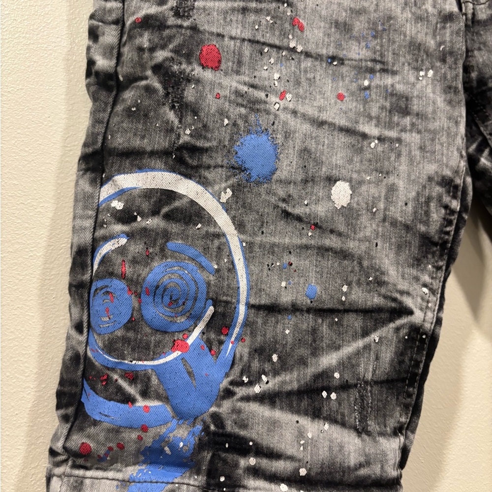 South Pole Gray Denim Shorts with Graphic Prints - Picture 3 of 8